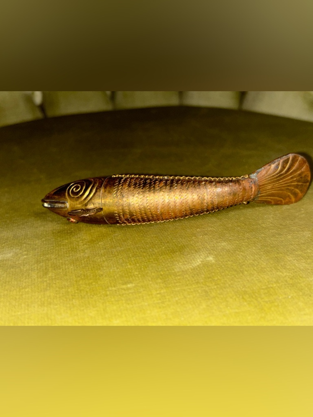 Vintage Median Style Articulated Fish Figure Brass - Picture 9 of 9